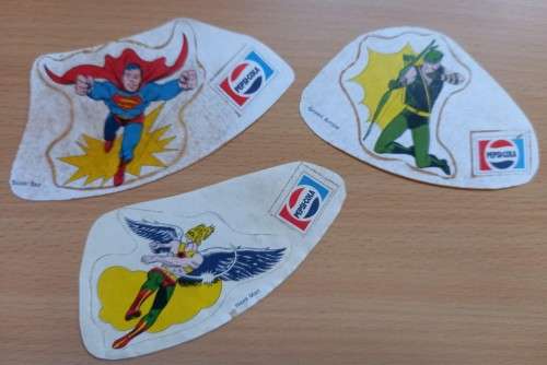 Rare full set of 12 1970s DC Justice League Pepsi sticker cards - price reduced!