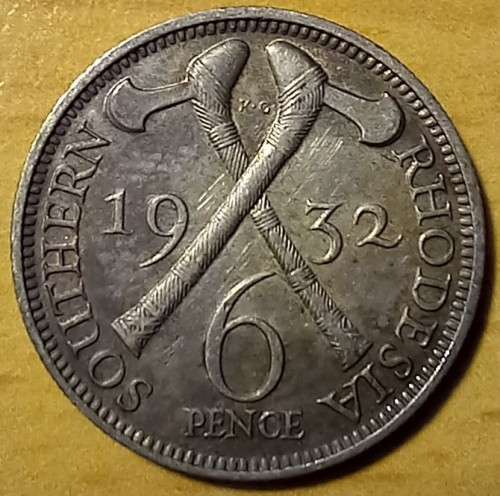 1932 Southern Rhodesia silver 6 Pence *great coin*