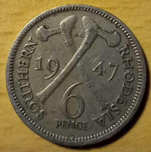 Southern Rhodesia 1/2 Crown 1948 & 6 Pence 1947