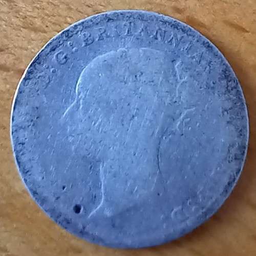 1887 Great Britain silver 3 Pence, Young Head
