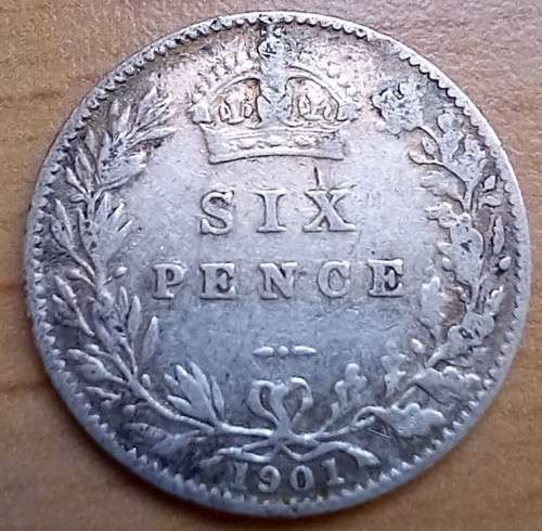 1901 Great Britain sterling silver 6 Pence