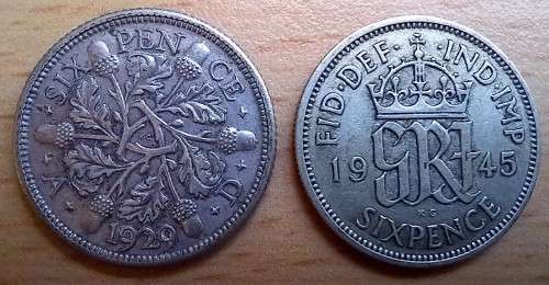 Great Britain silver 6 Pence 1929 & 1945