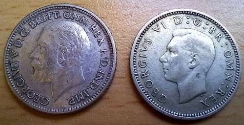 Great Britain silver 6 Pence 1929 & 1945