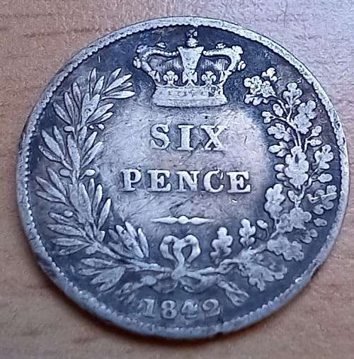 1842 Great Britain sterling silver 6 Pence *very rare