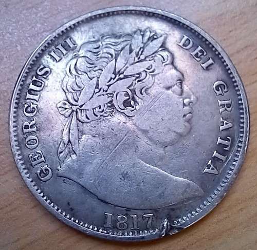 1817 Great Britain sterling silver 1/2 Crown, large head