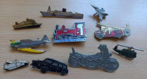 Great lot of 10 vintage lapel pin badges, various transportation