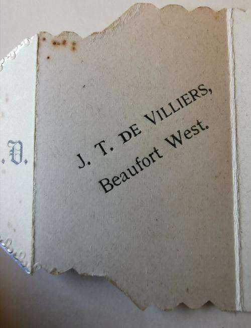 Stunning Boer War-era hand-made wedding invitation, Beaufort West 1899