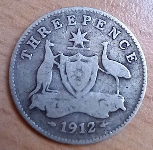 1912 Australia 3 Pence, silver