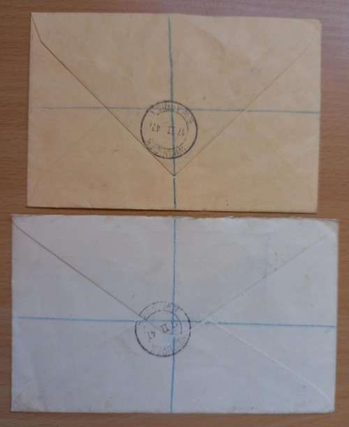 1947 SWA pair of registered covers to SA with overprint pairs