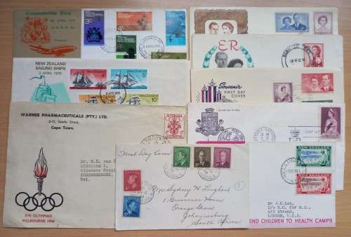 Lot of 9 FDCs: Canada, New Zealand & Australia 1948-1975