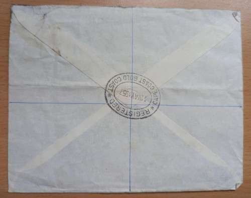 1957 Ghana registered letter Gold Coast to Durban