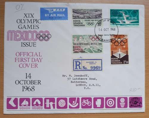 Kenya, Uganda & Tanganyika lot of 7 FDCs 1964-1972