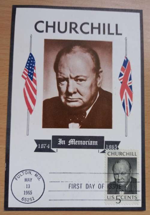 1965 USA Churchill FDC + rare colour maxi card #1 by Colorano