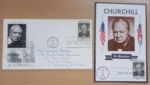 1965 USA Churchill FDC + rare colour maxi card #1 by Colorano