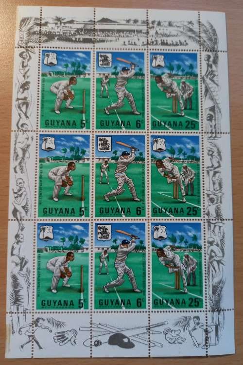 1968 Guyana block of 9 MNH West Indies Cricket