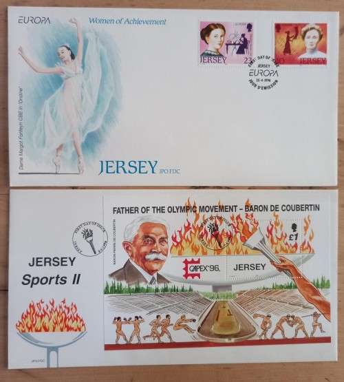 Jersey lot of 15 FDCs: 1990, 1995 & 1996 - some high values