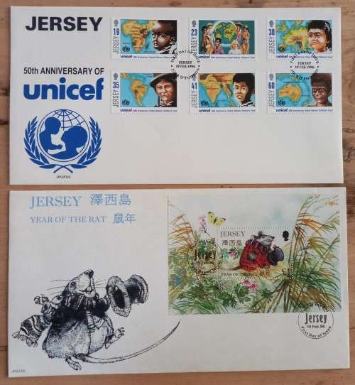 Jersey lot of 15 FDCs: 1990, 1995 & 1996 - some high values