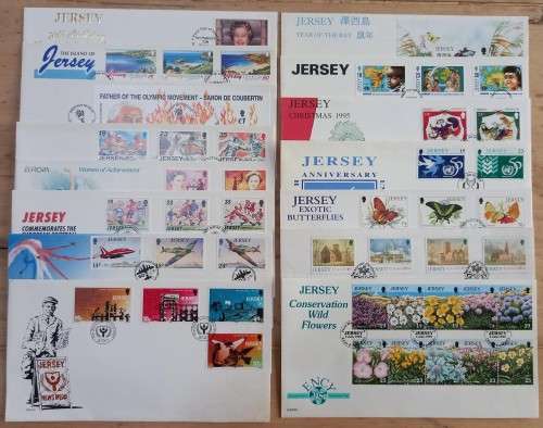 Jersey lot of 15 FDCs: 1990, 1995 & 1996 - some high values