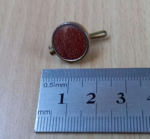 Pair of antique sunstone cufflinks / lapel pieces