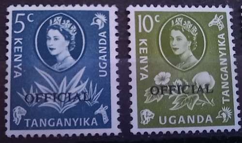 1960 Kenya, Uganda & Tanganyika full set of 8 official stamps, 5c to 5/ MH