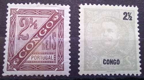 Portugese Congo 1894 & 1898 2 1/2 Reis stamps MH