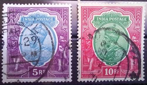 1912 India George V 5 & 10 Rupees, used