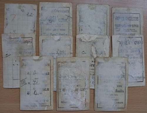 Trade Cards Famous Cricketers 1922 (x11), backs damaged