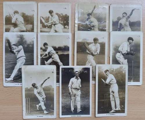 Trade Cards Famous Cricketers 1922 (x11), backs damaged