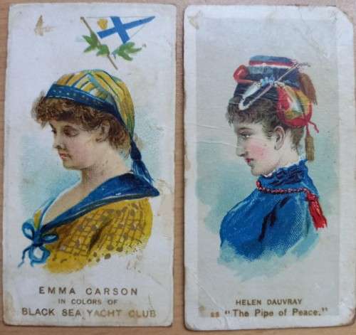 1889 Rare Duke`s cigarette cards: lot of 7 Fancy Dress, poor condition