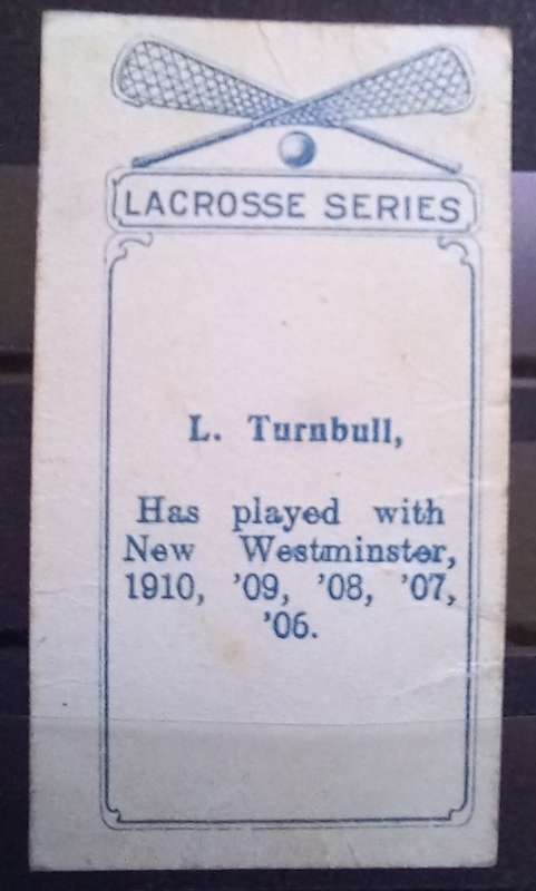 1910 Lacrosse trade card L. Turnbull #63