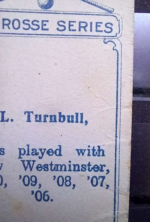 1910 Lacrosse trade card L. Turnbull #63