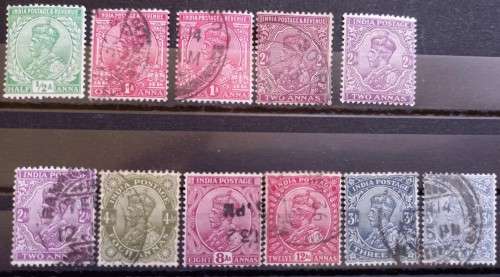 India 1911 to 1928 lot of 9 used George V stamps