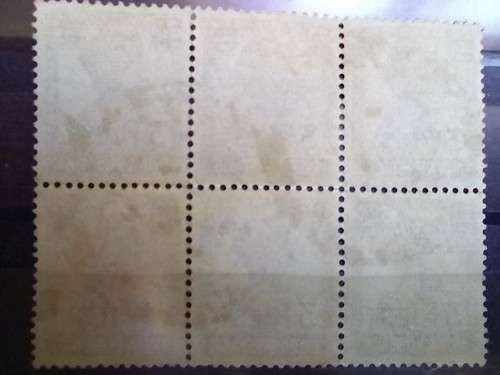 1946 India 3 Pies overprint block of 6, used