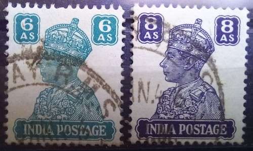1941 India George VI lot of 13 used singles & block of 4