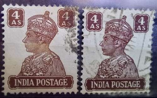 1941 India George VI lot of 13 used singles & block of 4