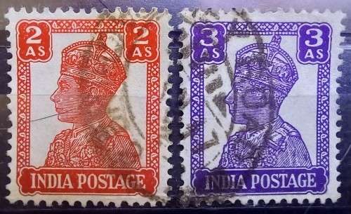 1941 India George VI lot of 13 used singles & block of 4