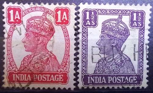 1941 India George VI lot of 13 used singles & block of 4
