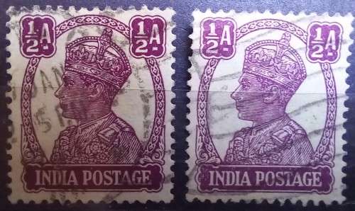 1941 India George VI lot of 13 used singles & block of 4