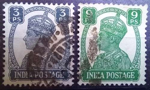 1941 India George VI lot of 13 used singles & block of 4