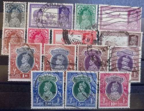 India 1937 to 1940 lot of 15 George VI, used stamps