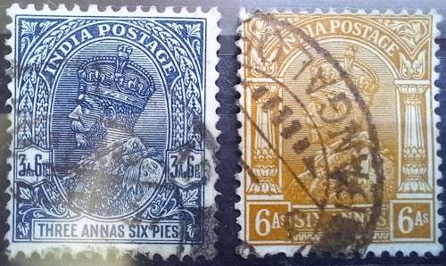 India 1932-1935 lot of 10 used George V stamps