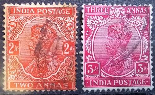 India 1932-1935 lot of 10 used George V stamps