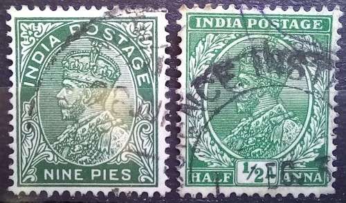 India 1932-1935 lot of 10 used George V stamps