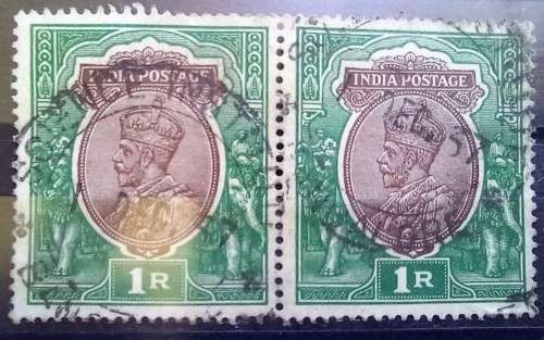 India 1912-1926 lot of 5 1R to 2R used colour variations