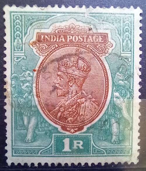 India 1912-1926 lot of 5 1R to 2R used colour variations