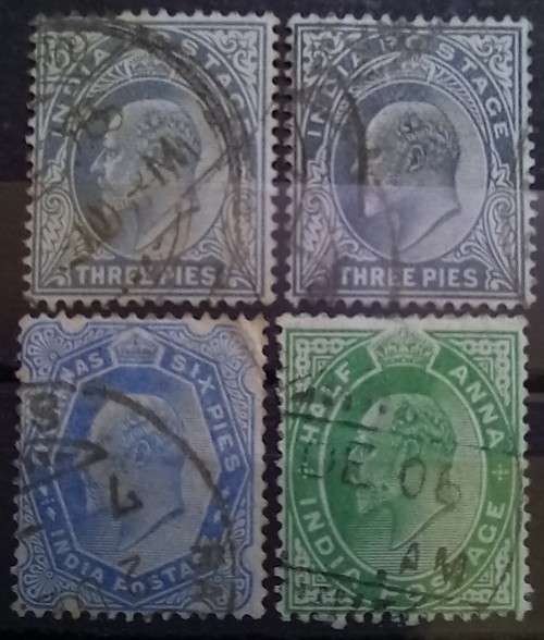 1902 India lot of 15 used Edward VII stamps, excellent colour variations