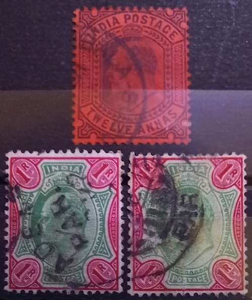 1902 India lot of 15 used Edward VII stamps, excellent colour variations