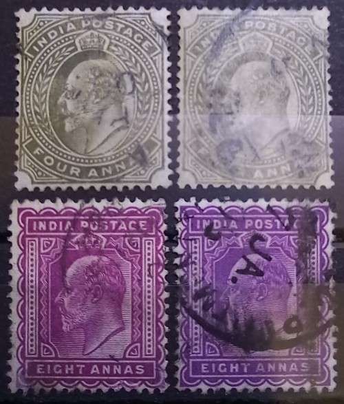 1902 India lot of 15 used Edward VII stamps, excellent colour variations