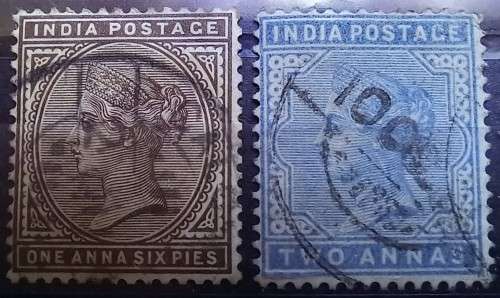 India 1882-1900 lot of 8 used stamps Victoria