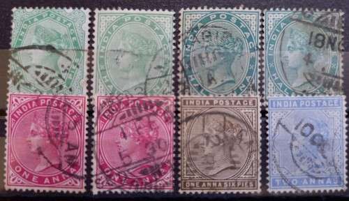 India 1882-1900 lot of 8 used stamps Victoria